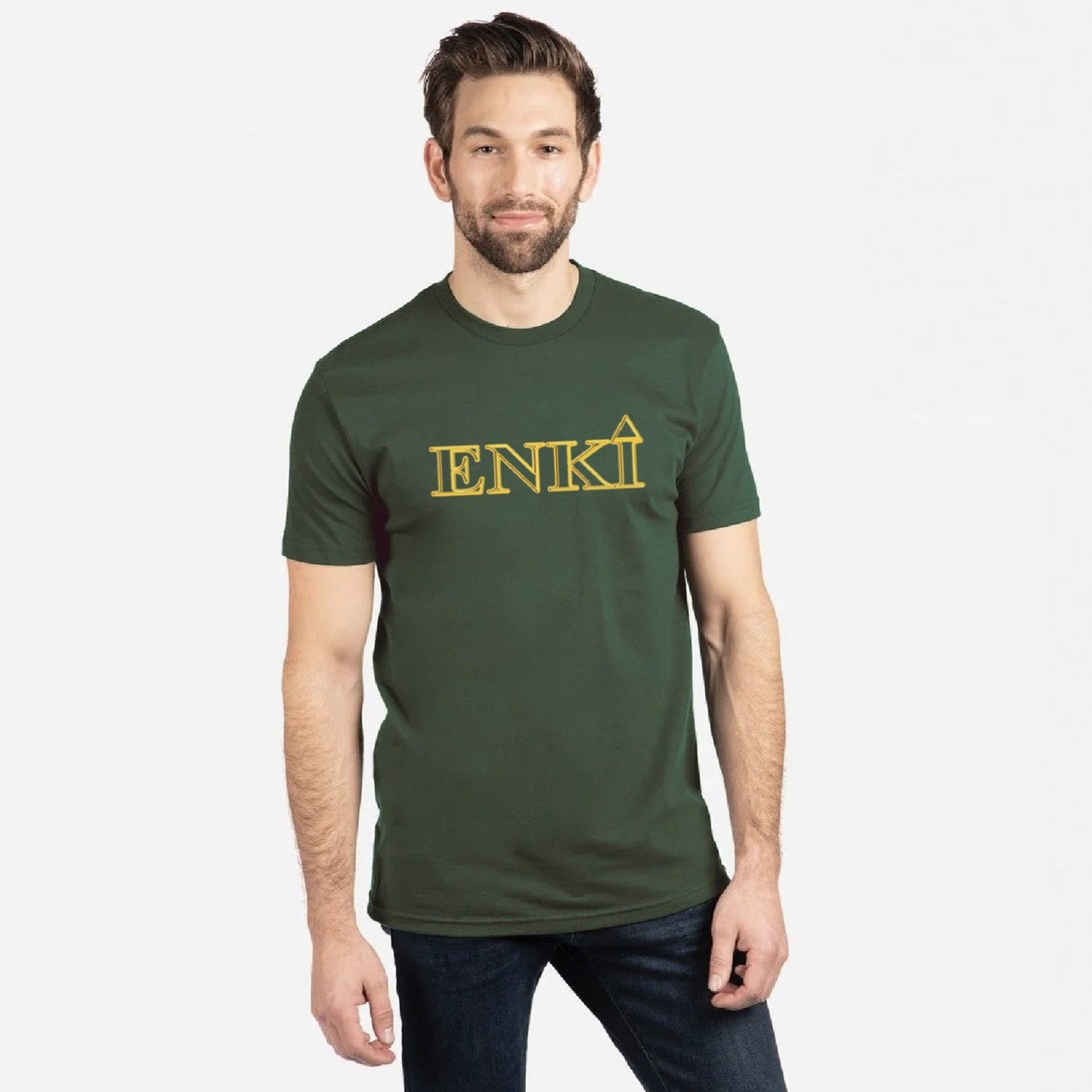 Men's ENKI Logo (Tapered Fitted) 100% Cotton T-Shirt (Forrest Green)