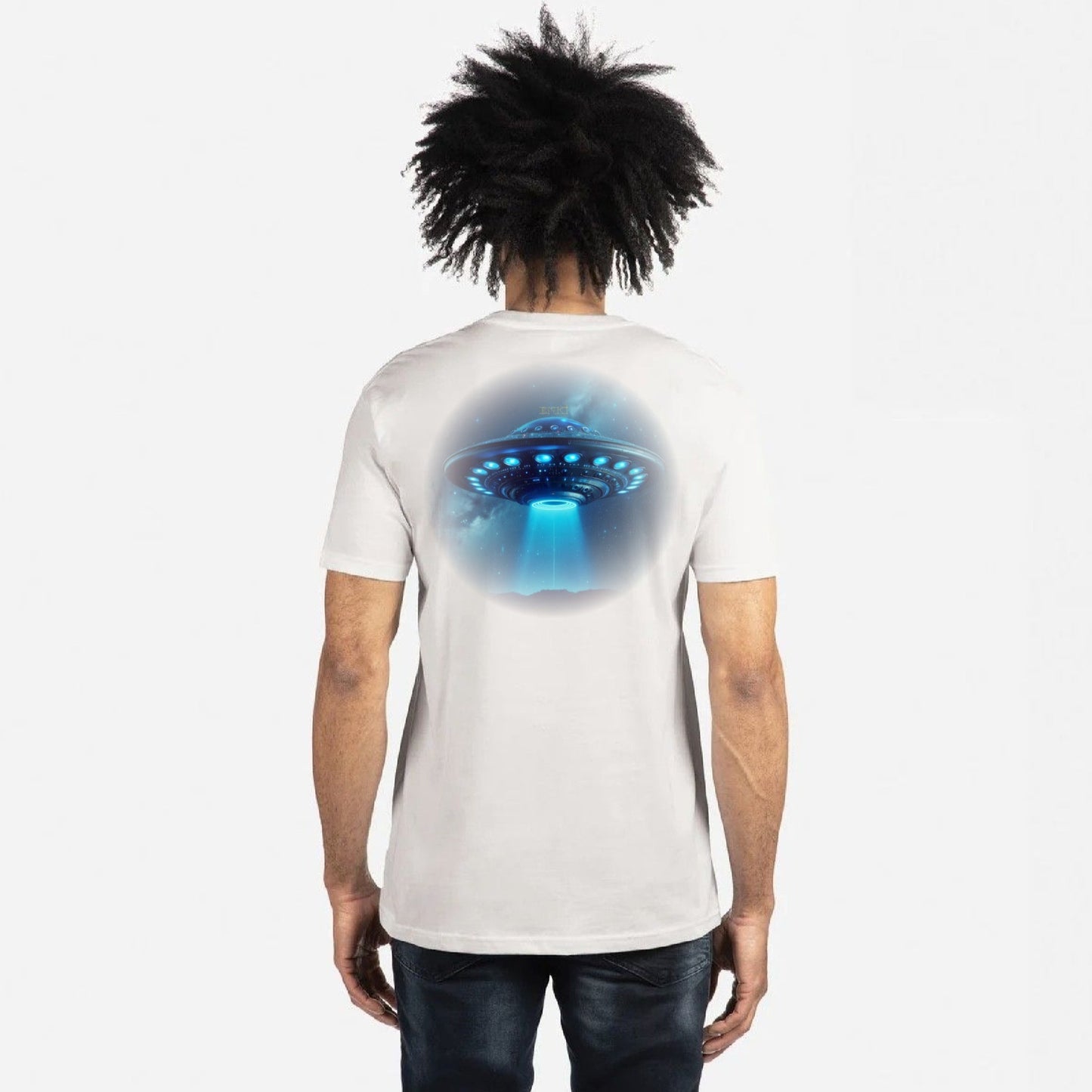 Men's UFO (Tapered Fitted) 100% Cotton T-Shirt (White)