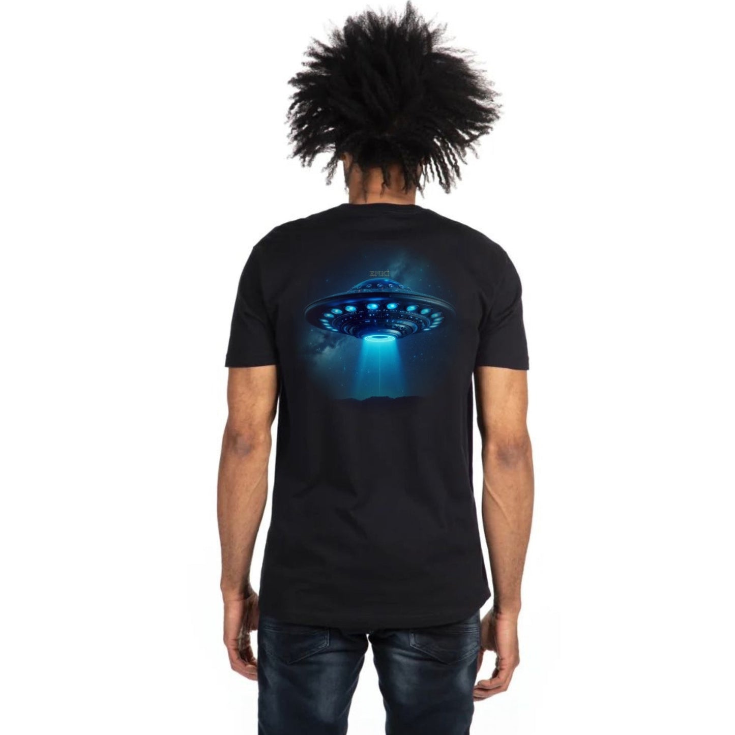 Men's UFO (Tapered Fitted) 100% Cotton T-Shirt (Black)