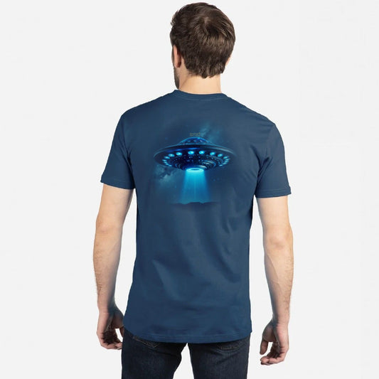 Men's UFO (Tapered Fitted) 100% Cotton T-Shirt (Cool Blue)