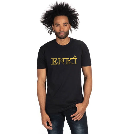Men's ENKI Logo (Tapered Fitted) 100% Cotton T-Shirt (Black)