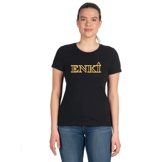 Women's ENKI Logo (Tapered Fitted) 100% Cotton T-Shirt (Black)