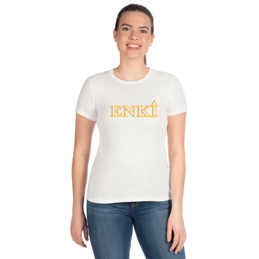 Women's ENKI Logo (Tapered Fitted) 100% Cotton T-Shirt (White)