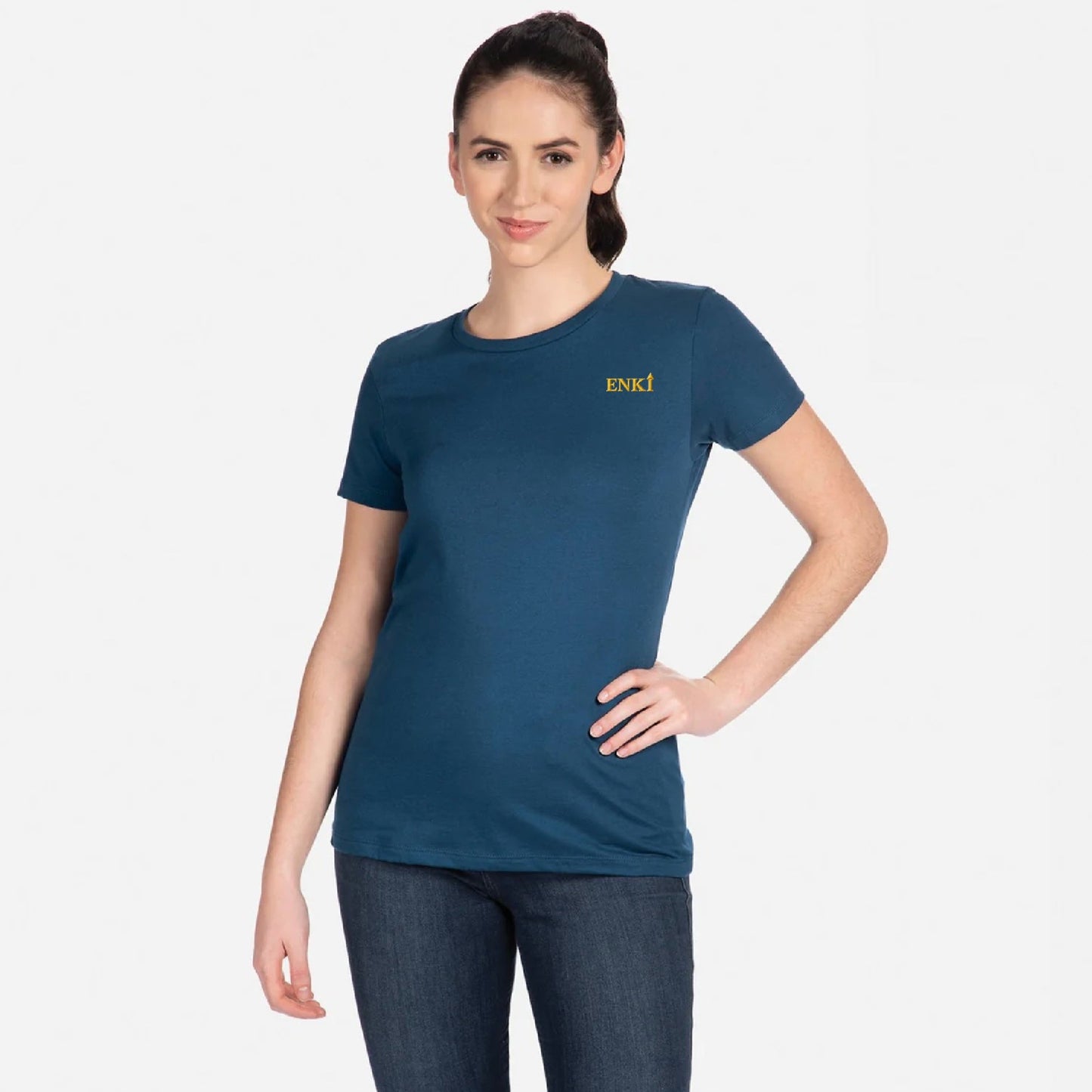 Women's UFO (Tapered Fitted) 100% Cotton T-Shirt (Cool Blue)