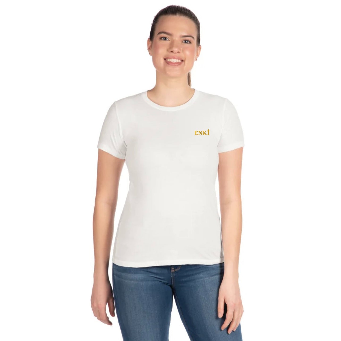 Women's UFO (Tapered Fitted) 100% Cotton T-Shirt (White)