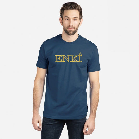 Men's ENKI Logo (Tapered Fitted) 100% Cotton T-Shirt (Cool Blue)