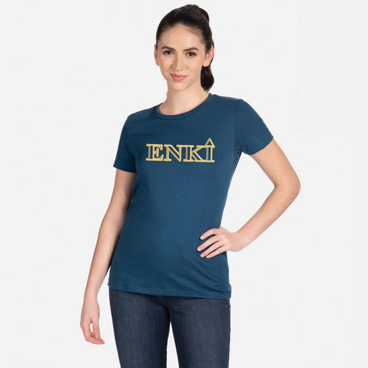 Women's ENKI Logo (Tapered Fitted) 100% Cotton T-Shirt (Cool Blue)
