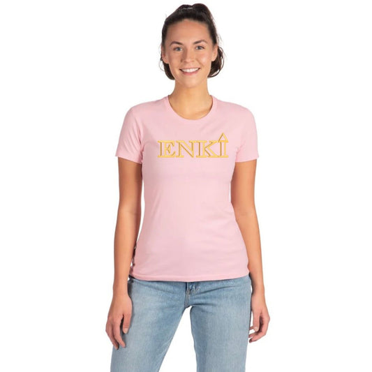 Women's ENKI Logo (Tapered Fitted) 100% Cotton T-Shirt (Light Pink)