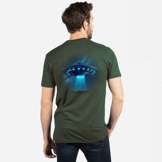 Men's UFO (Tapered Fitted) 100% Cotton T-Shirt (Forrest Green)