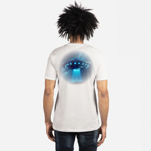 Men's UFO (Tapered Fitted) 100% Cotton T-Shirt (White)