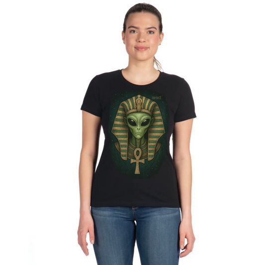 Women's ALIEN PHARAOH (Tapered Fitted) 100% Cotton T-Shirt (Black)